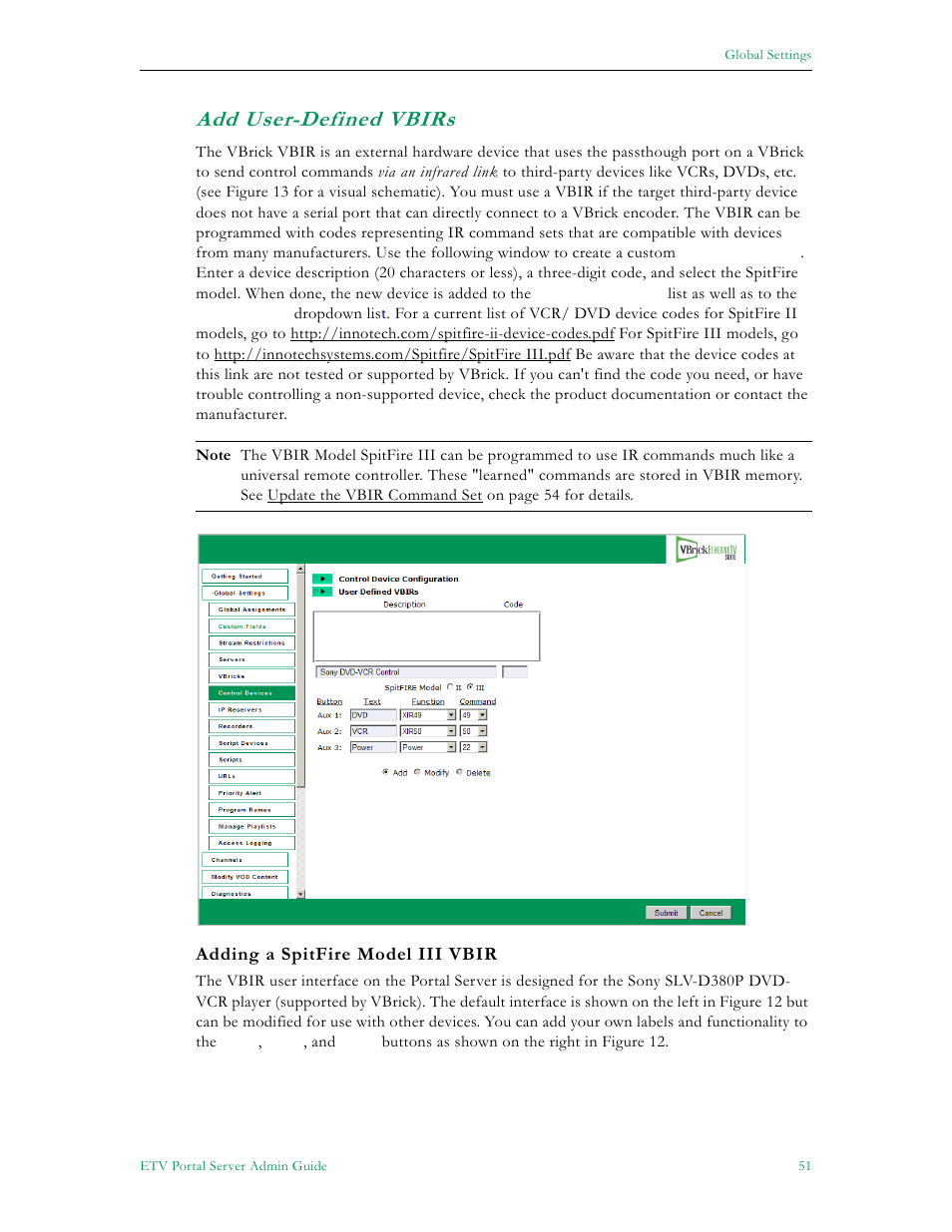 Add user-defined vbirs | VBrick Systems ETHERNETV V4.4.3 User Manual | Page 63 / 216