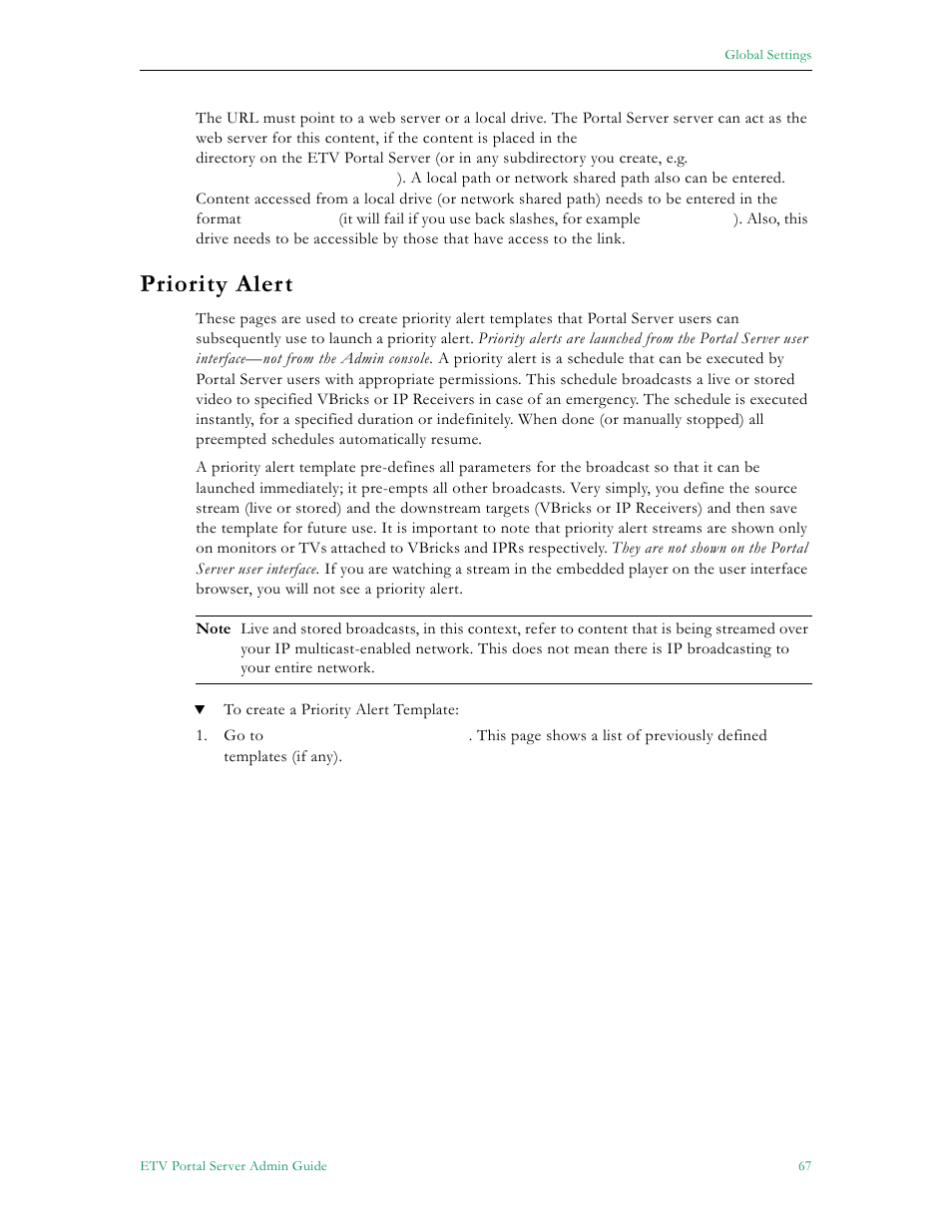 Priority alert | VBrick Systems ETHERNETV V4.4.3 User Manual | Page 79 / 216