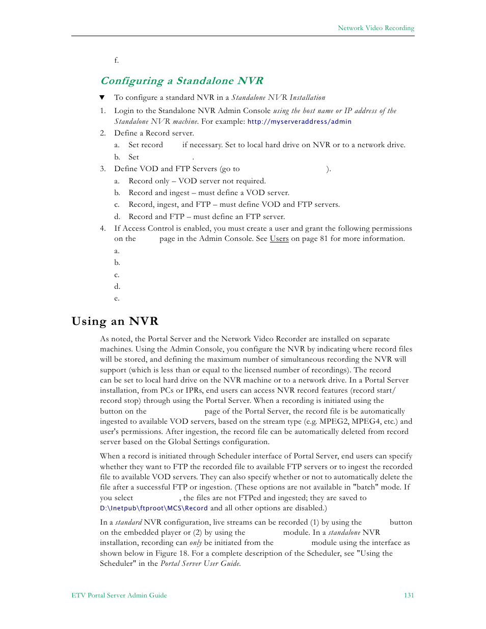 Configuring a standalone nvr, Using an nvr | VBrick Systems ETHERNETV 4410-0118-0009 User Manual | Page 143 / 202