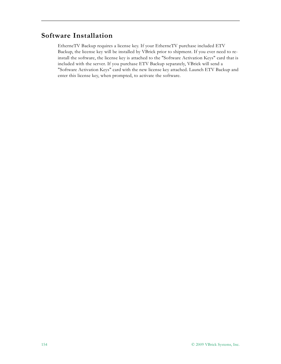 Software installation | VBrick Systems ETHERNETV 4410-0118-0009 User Manual | Page 166 / 202