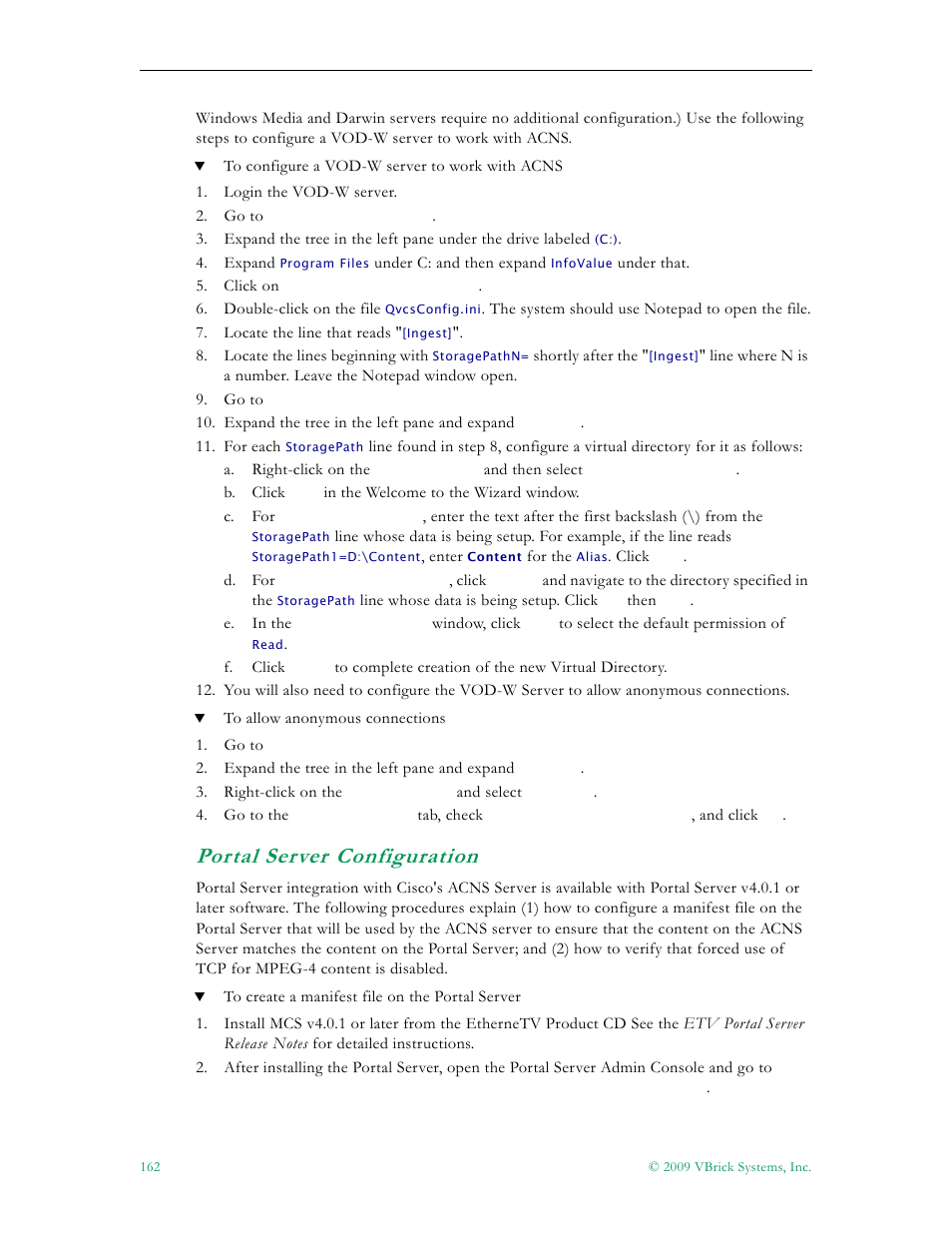 Portal server configuration | VBrick Systems ETHERNETV 4410-0118-0009 User Manual | Page 174 / 202