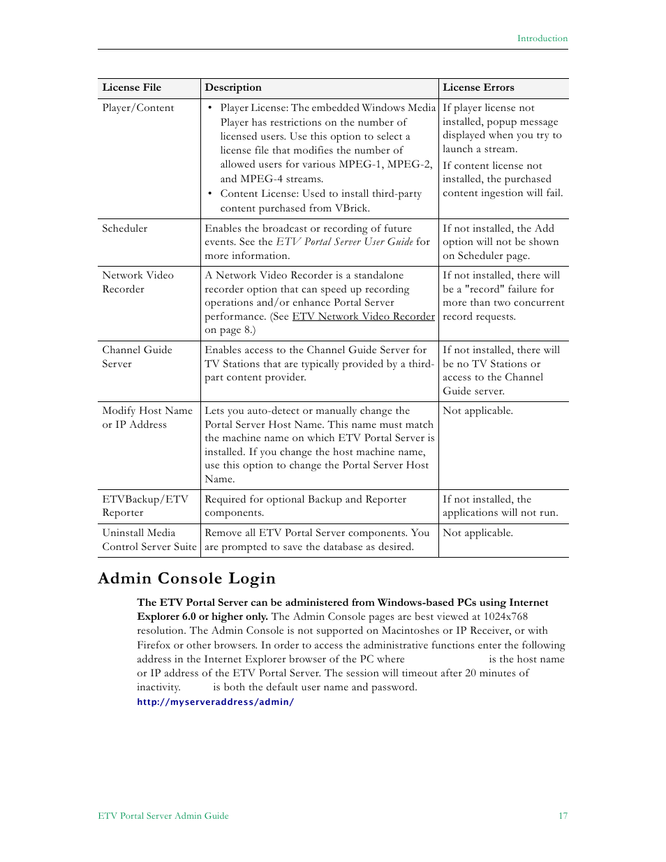 Admin console login | VBrick Systems ETHERNETV 4410-0118-0009 User Manual | Page 29 / 202