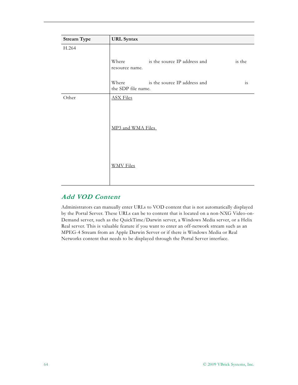 Add vod content | VBrick Systems ETHERNETV 4410-0118-0009 User Manual | Page 76 / 202