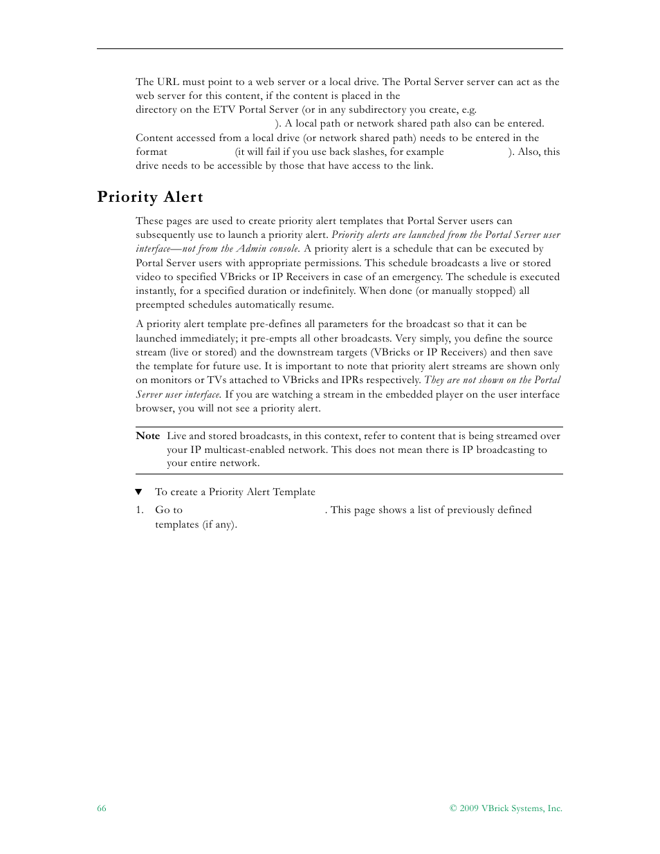 Priority alert | VBrick Systems ETHERNETV 4410-0118-0009 User Manual | Page 78 / 202