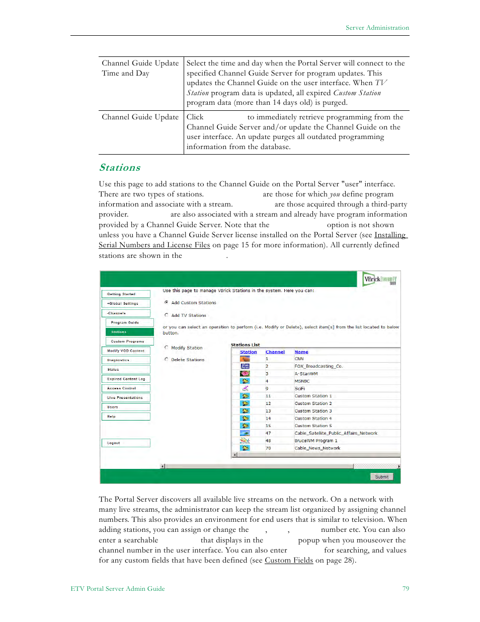 Stations | VBrick Systems ETHERNETV 4410-0118-0009 User Manual | Page 91 / 202