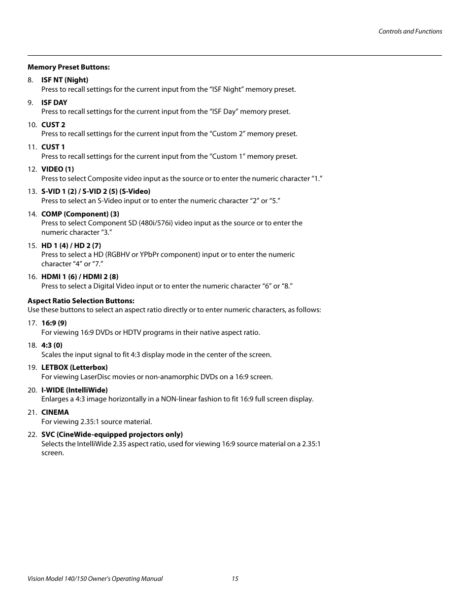 Pre l iminar y | Vidikron 140/150 User Manual | Page 27 / 114