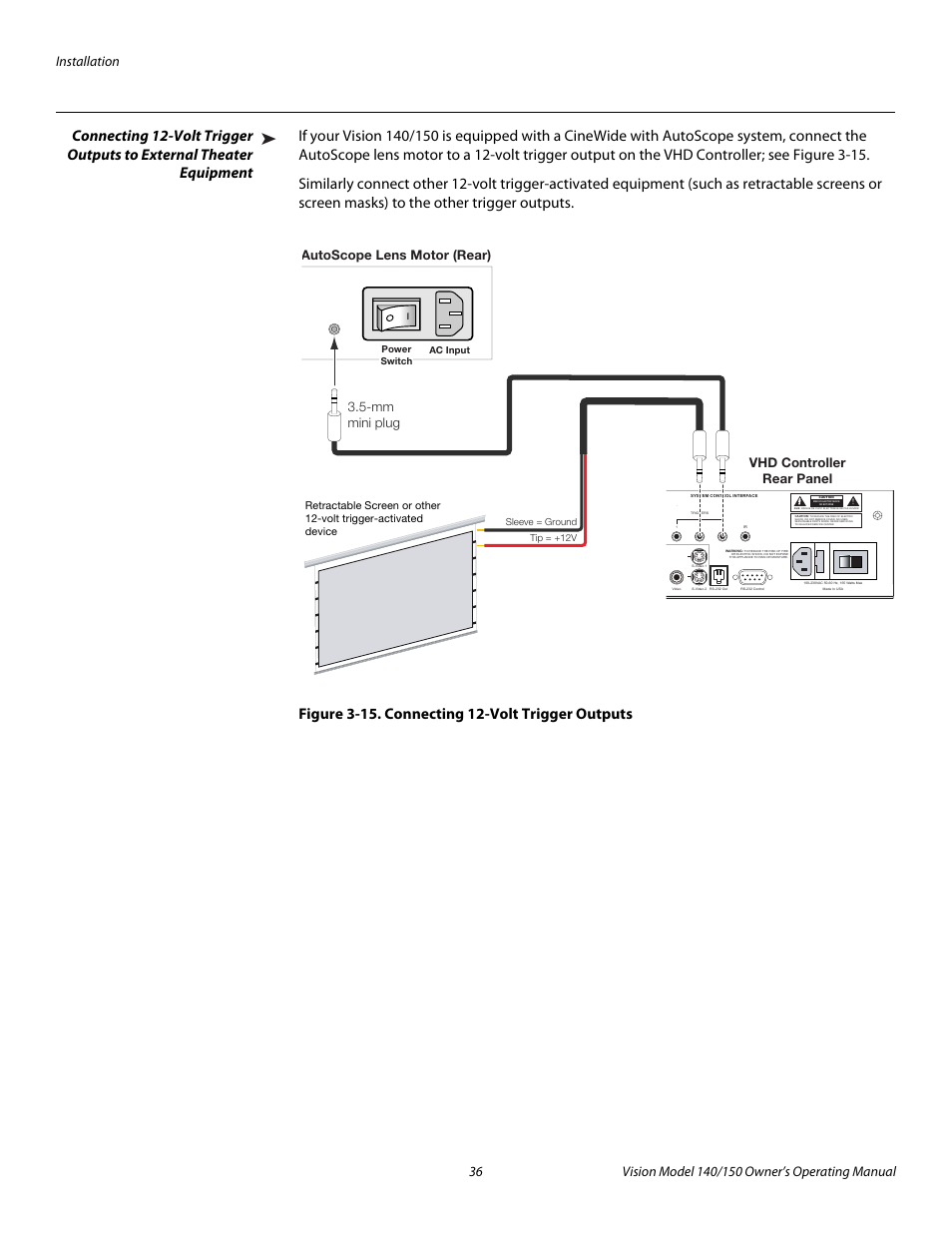 Figure 3-15 . connecting 12-volt trigger outputs, 15. connecting 12-volt trigger outputs, Pre l iminar y | Vidikron 140/150 User Manual | Page 48 / 114