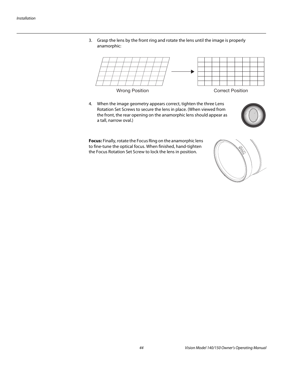 Focus, Pre l iminar y | Vidikron 140/150 User Manual | Page 56 / 114