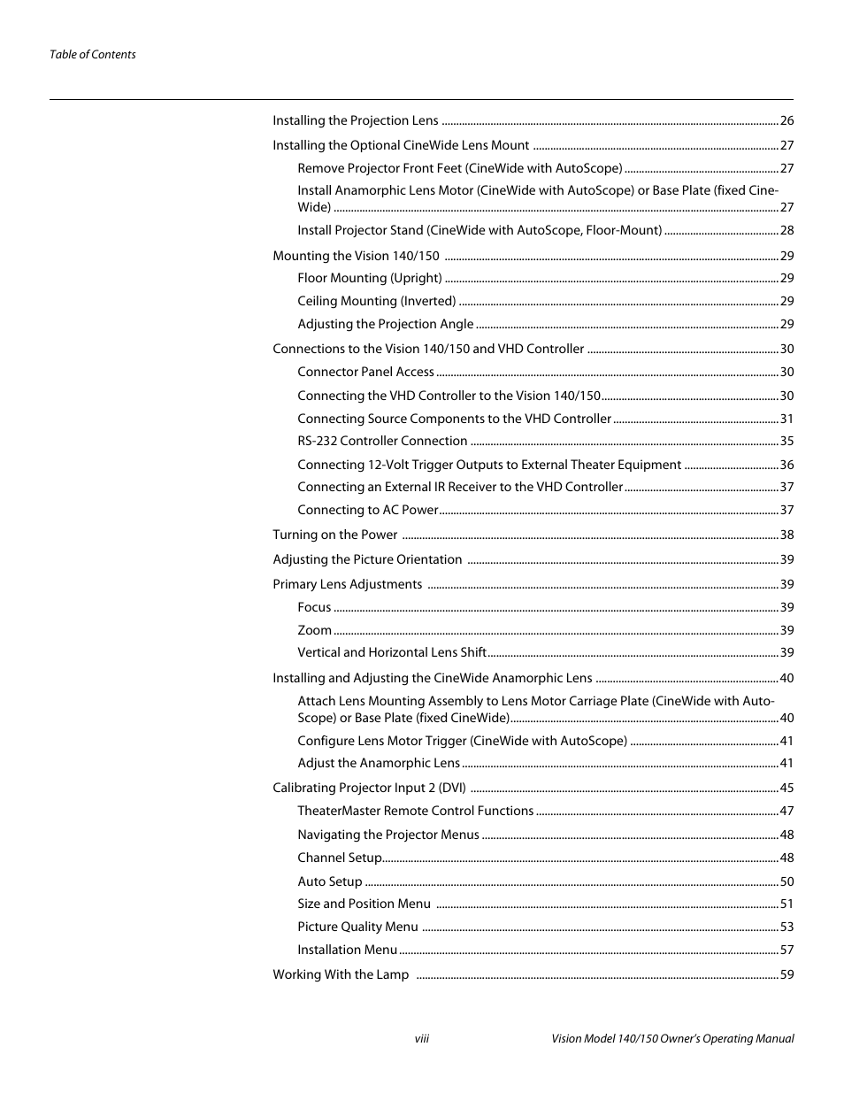 Pre l iminar y | Vidikron 140/150 User Manual | Page 8 / 114