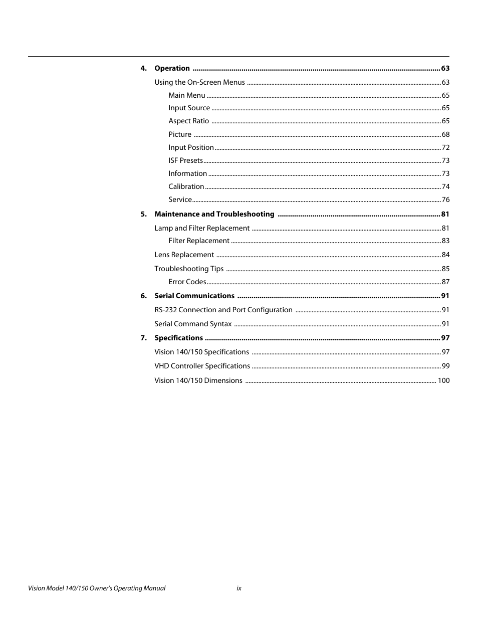 Pre l iminar y | Vidikron 140/150 User Manual | Page 9 / 114