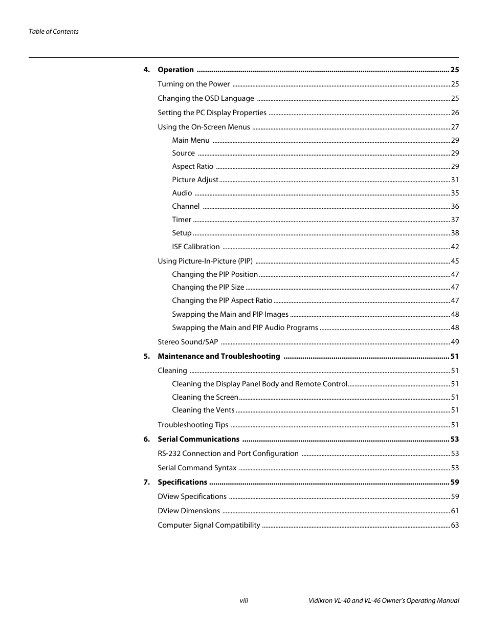 Pre l iminar y | Vidikron VL-46 User Manual | Page 8 / 76