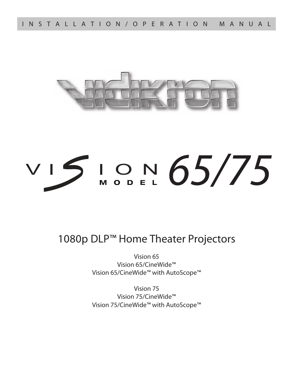 Vidikron Vision 75 User Manual | 96 pages