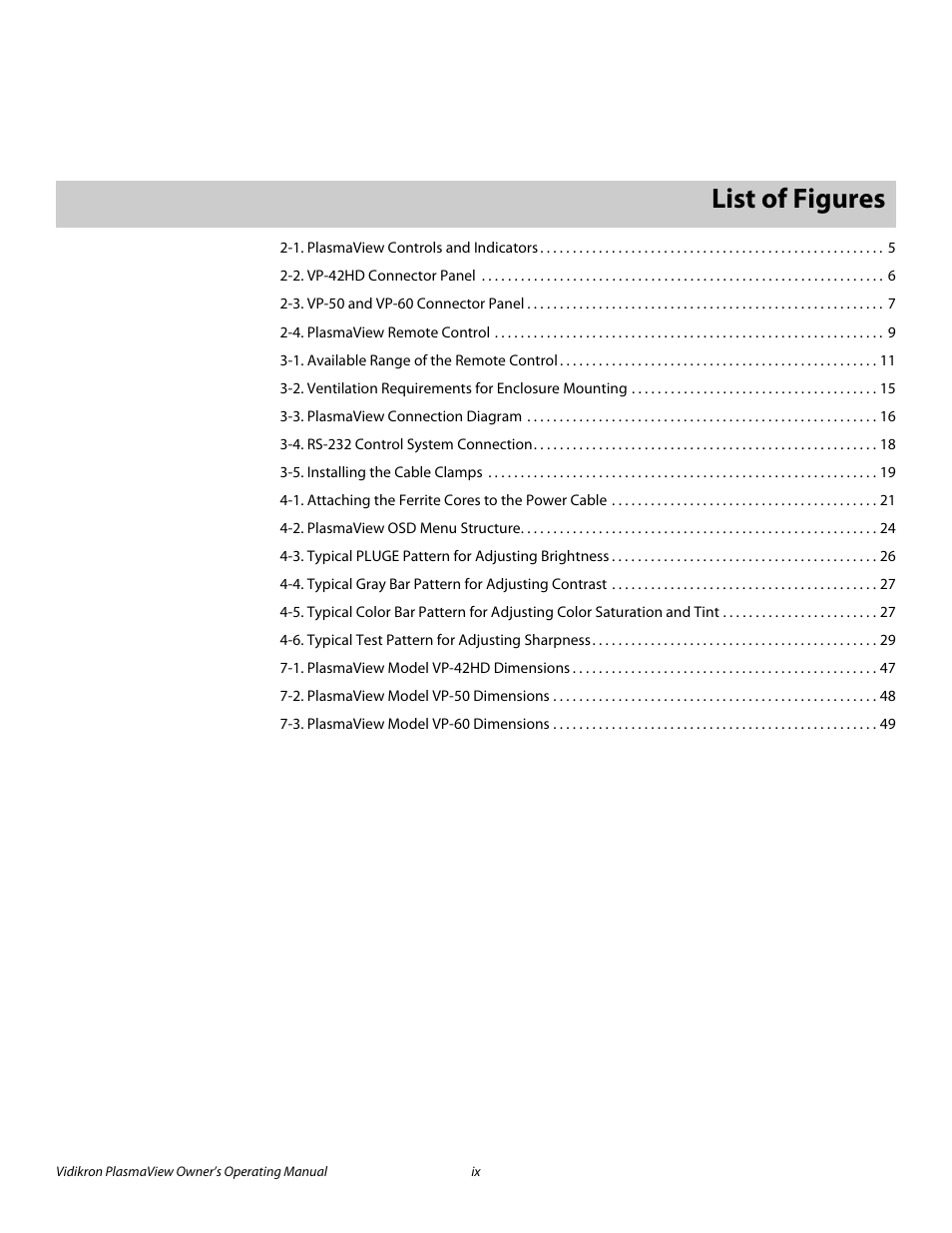 Pre l iminar y | Vidikron VP-42HD User Manual | Page 9 / 64