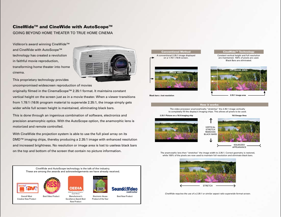 Cinewide™ and cinewide with autoscope, Going beyond home theater to true home cinema | Vidikron 130 User Manual | Page 4 / 6