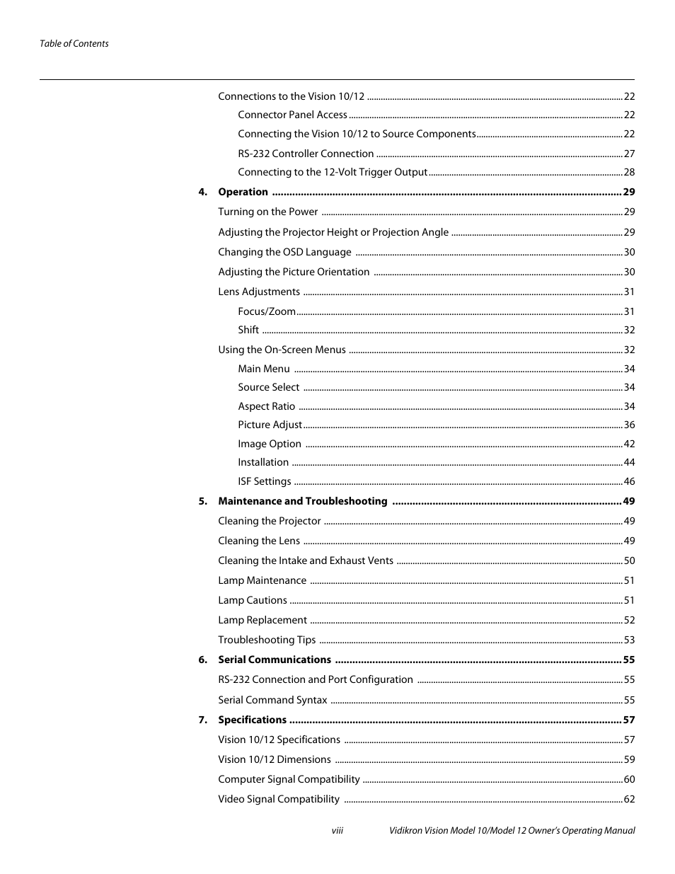 Pre l iminar y | Vidikron Vision 12 User Manual | Page 8 / 74