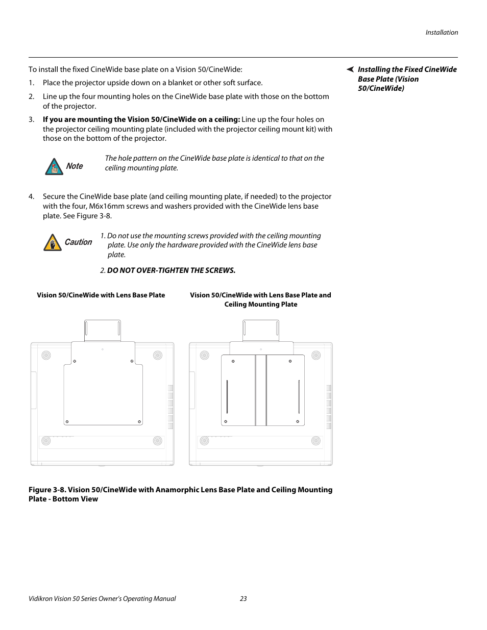 Iminar, Bottom view, Pre l iminar y | Vidikron Vision 50 User Manual | Page 35 / 90