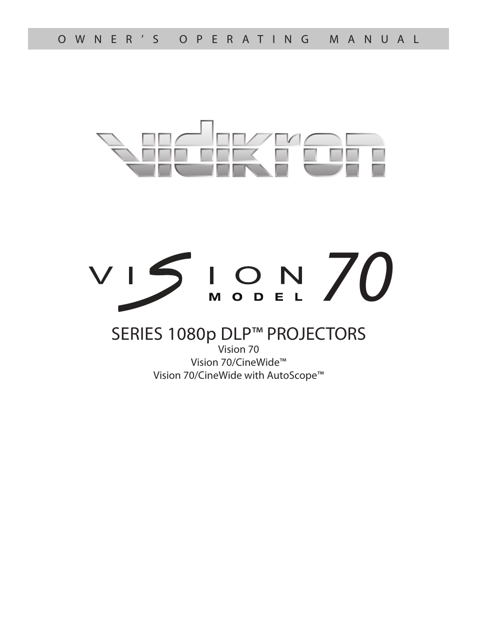 Vidikron vision70 User Manual | 90 pages