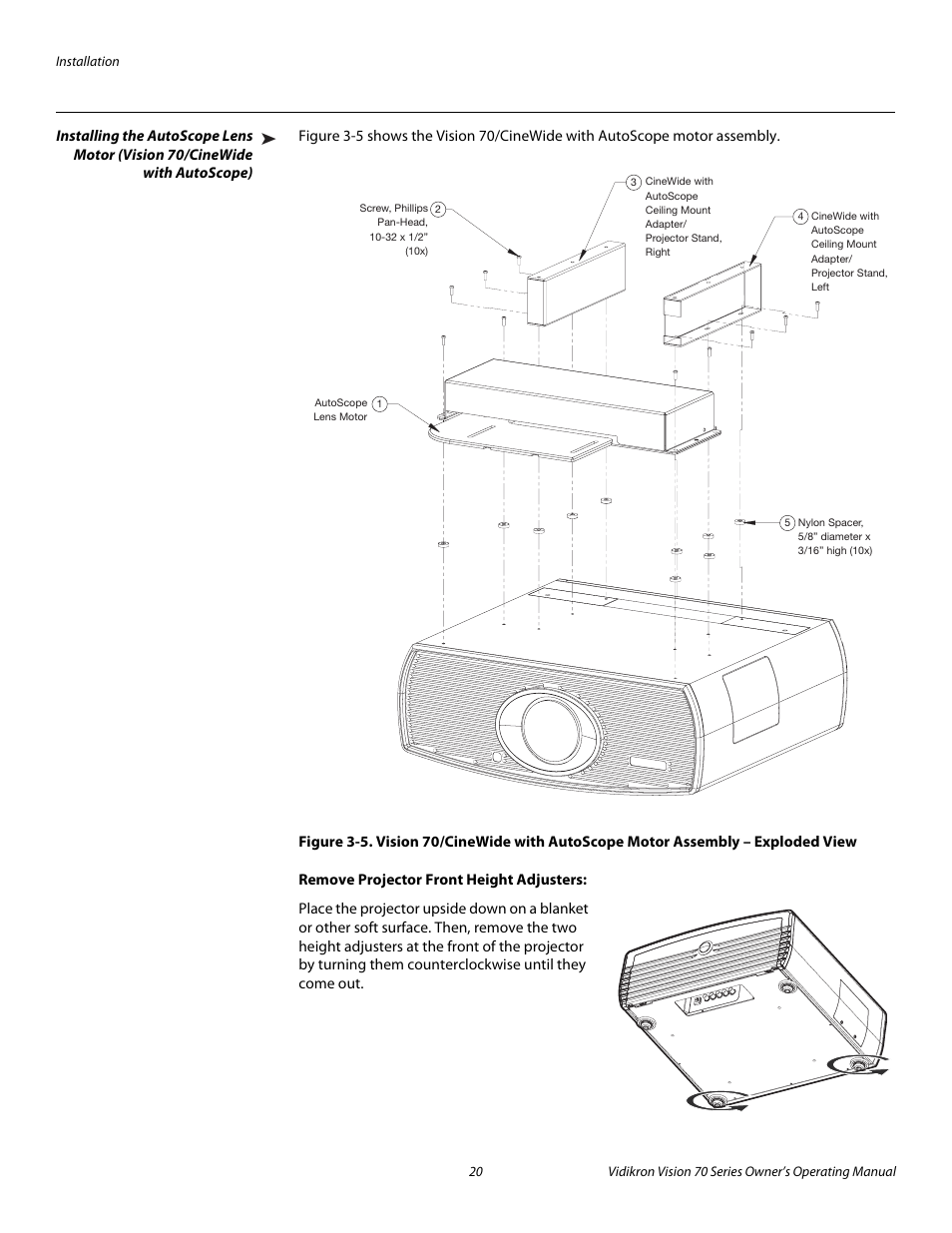 Remove projector front height adjusters, Pre l iminar y | Vidikron vision70 User Manual | Page 32 / 90