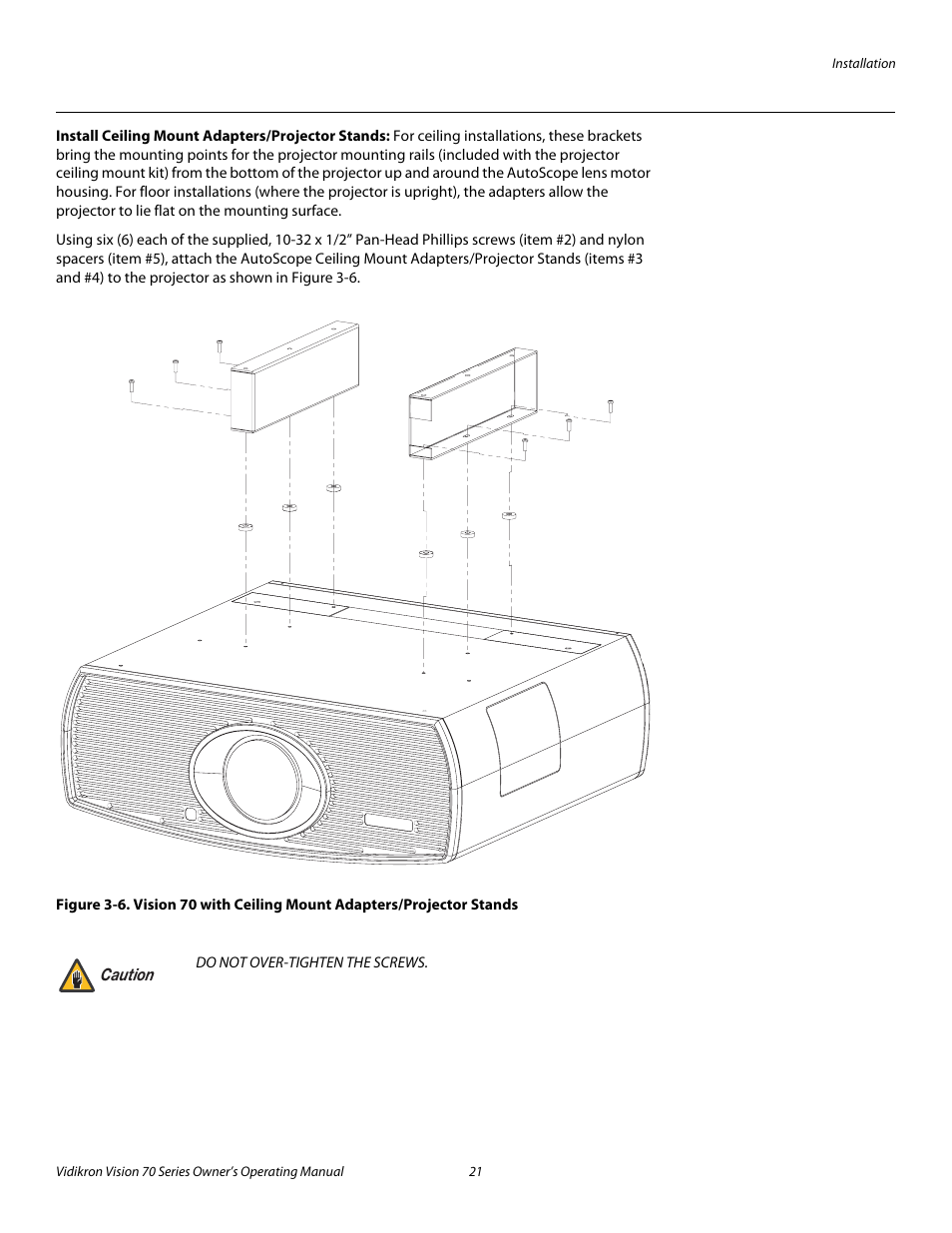 Install ceiling mount adapters/projector stands, Pre l iminar y | Vidikron vision70 User Manual | Page 33 / 90