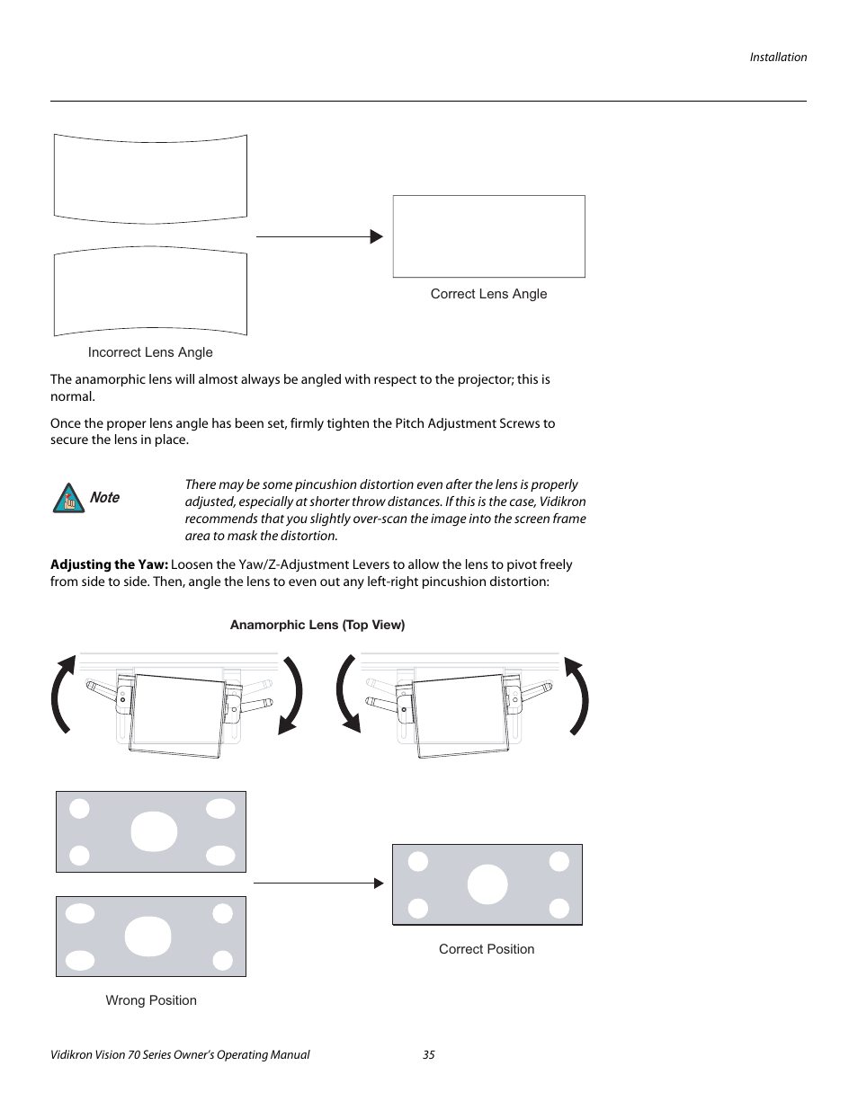 Adjusting the yaw, Pre l iminar y | Vidikron vision70 User Manual | Page 47 / 90
