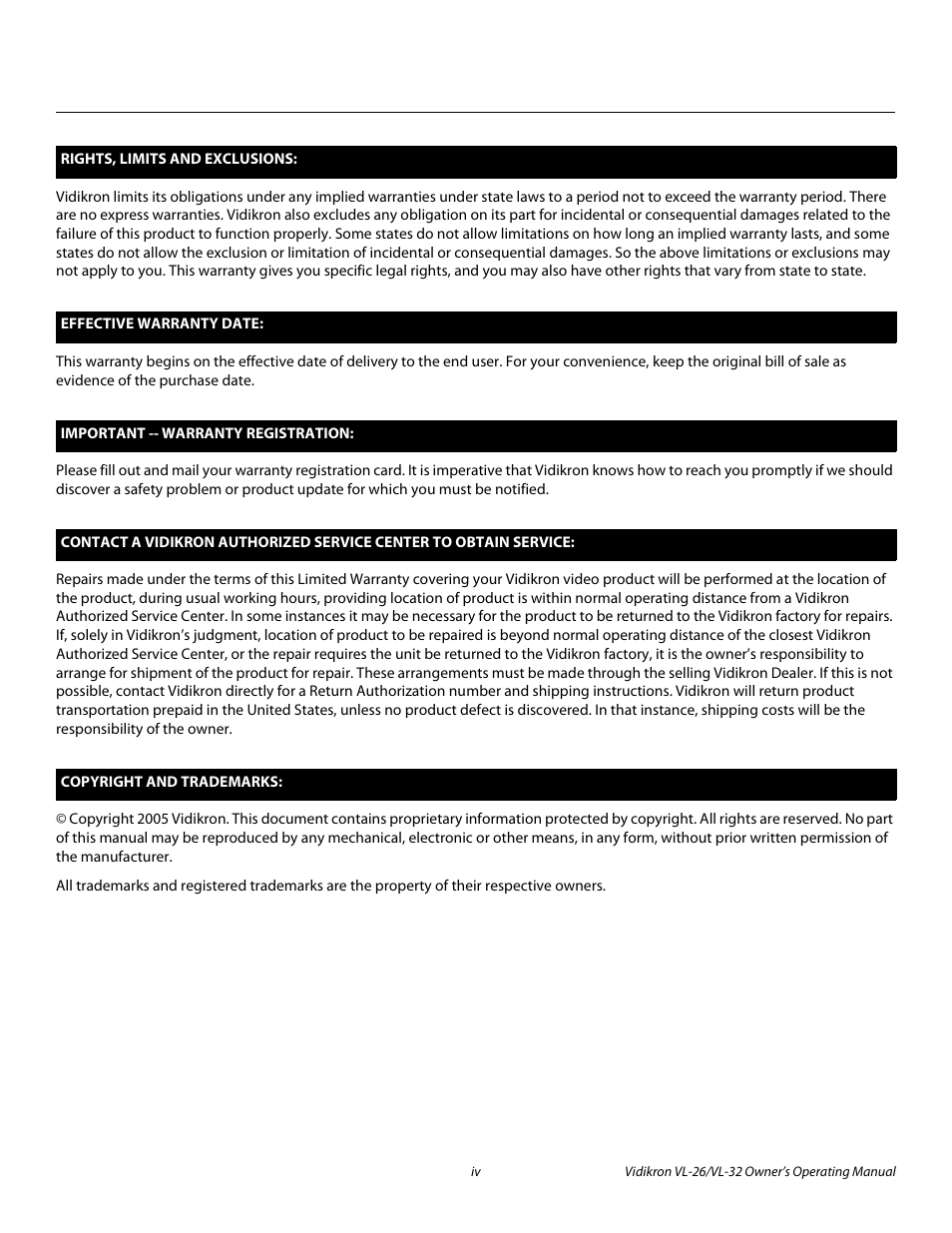 Vidikron VL-32HD User Manual | Page 4 / 66