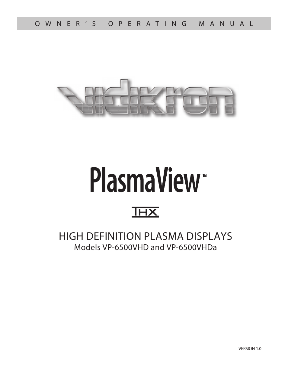Vidikron VP-6500VHD User Manual | 70 pages