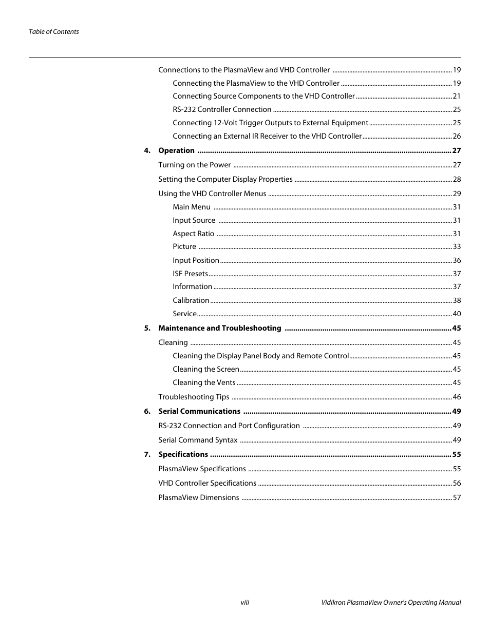 Pre l iminar y | Vidikron VP-6500VHD User Manual | Page 8 / 70