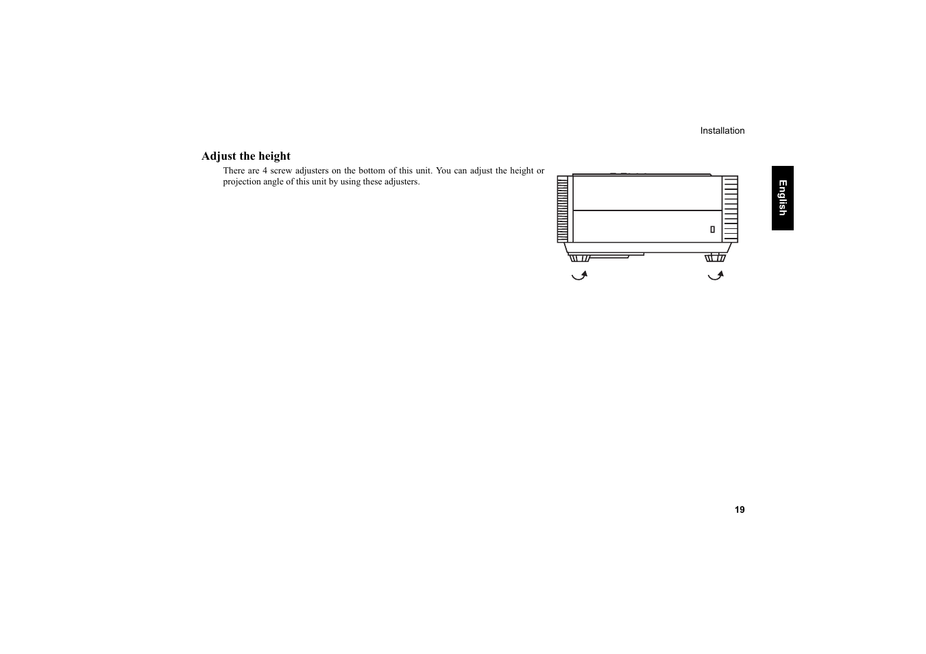 Adjust the height | Vidikron Vision 20 User Manual | Page 20 / 52