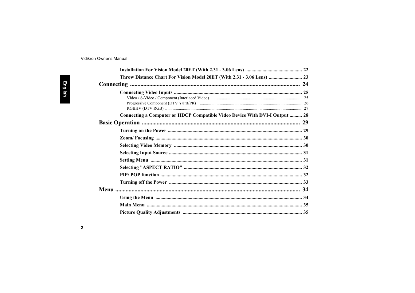 Vidikron Vision 20 User Manual | Page 3 / 52