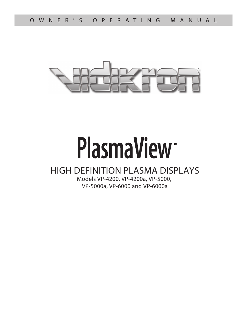 Vidikron VP-6000a User Manual | 84 pages