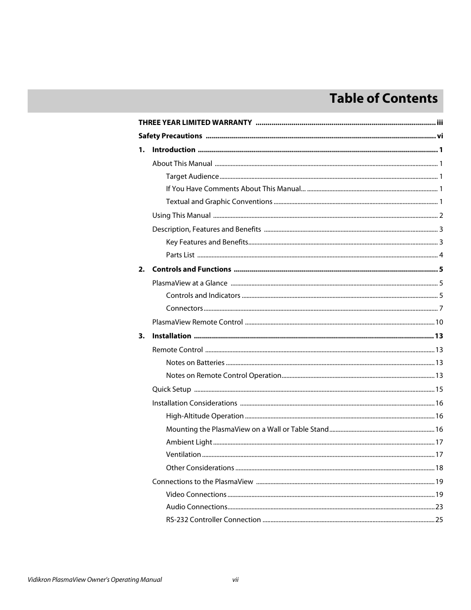 Vidikron VP-6000a User Manual | Page 7 / 84