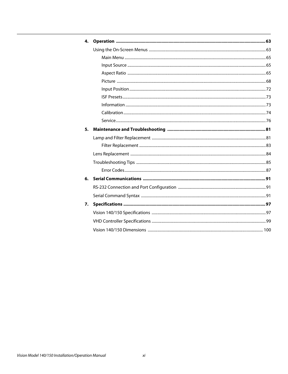 Pre l iminar y | Vidikron Vision 150 User Manual | Page 11 / 116