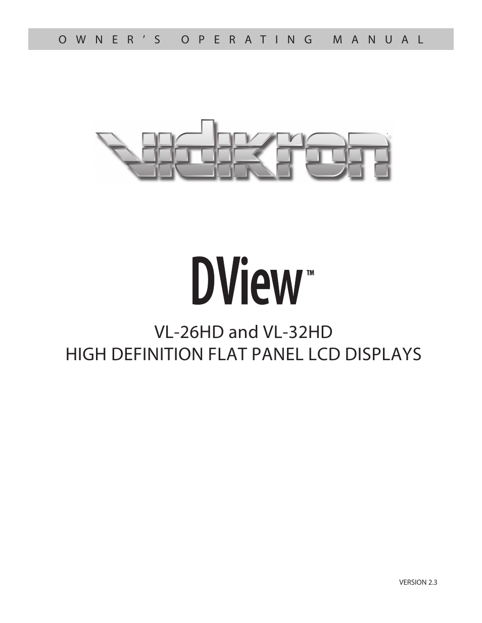 Vidikron VL-26HD User Manual | 66 pages