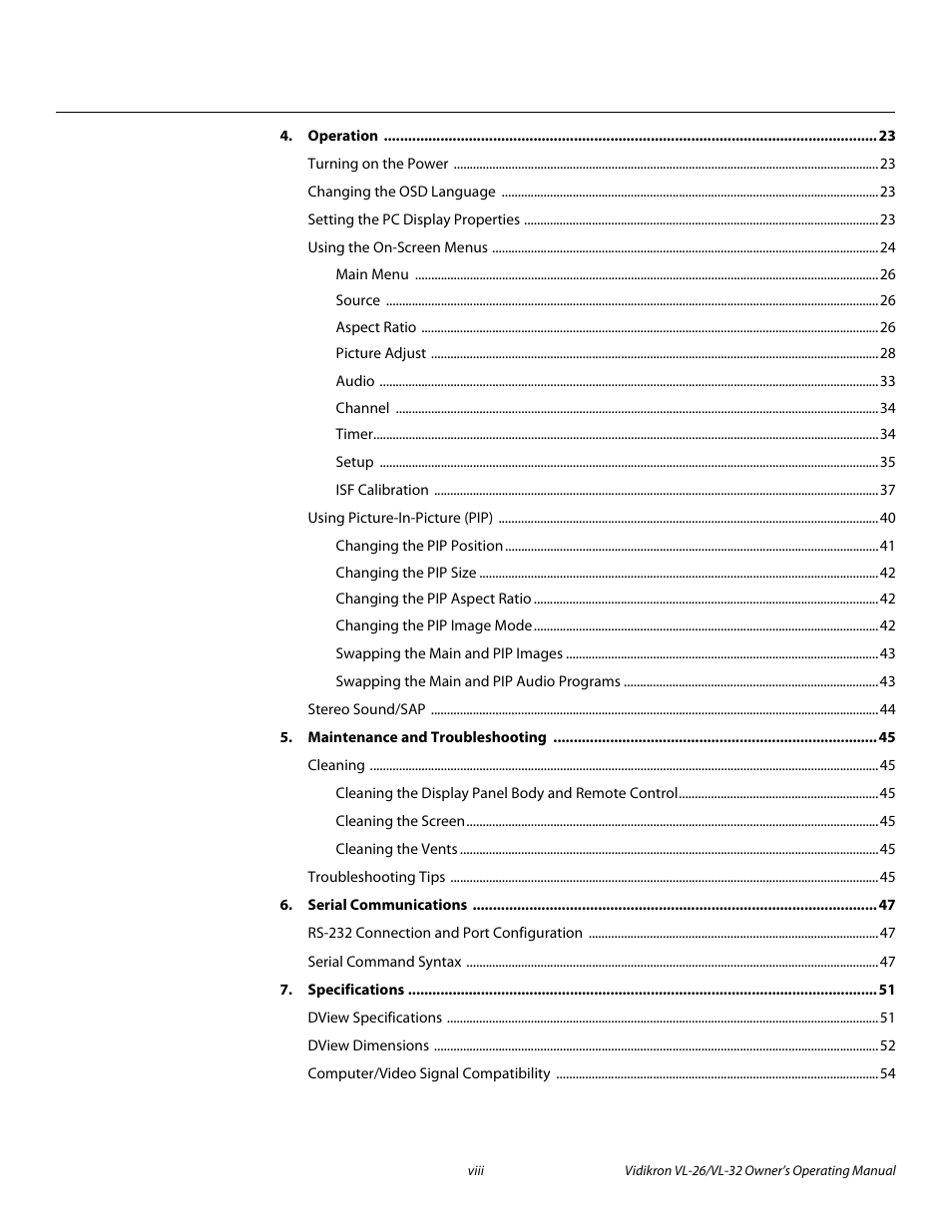 Vidikron VL-26HD User Manual | Page 8 / 66