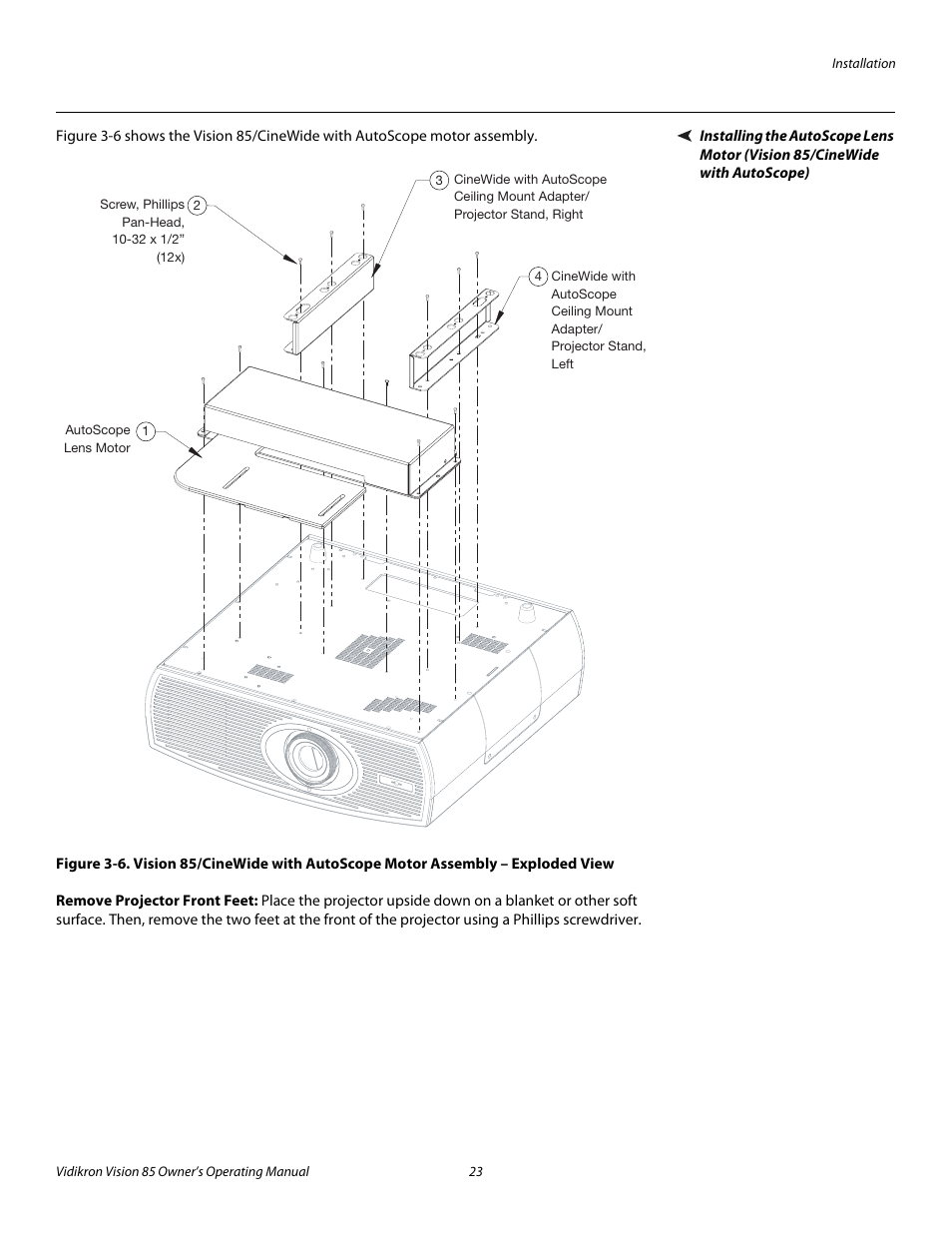 Remove projector front feet, Pre l iminar y | Vidikron Vision Model 85 User Manual | Page 35 / 100