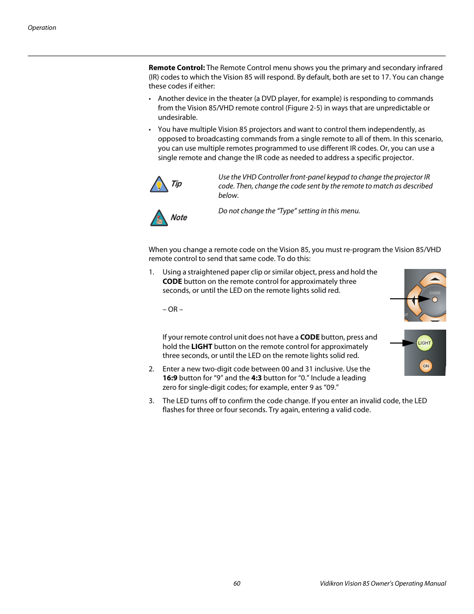 Remote control, Pre l iminar y | Vidikron Vision Model 85 User Manual | Page 72 / 100