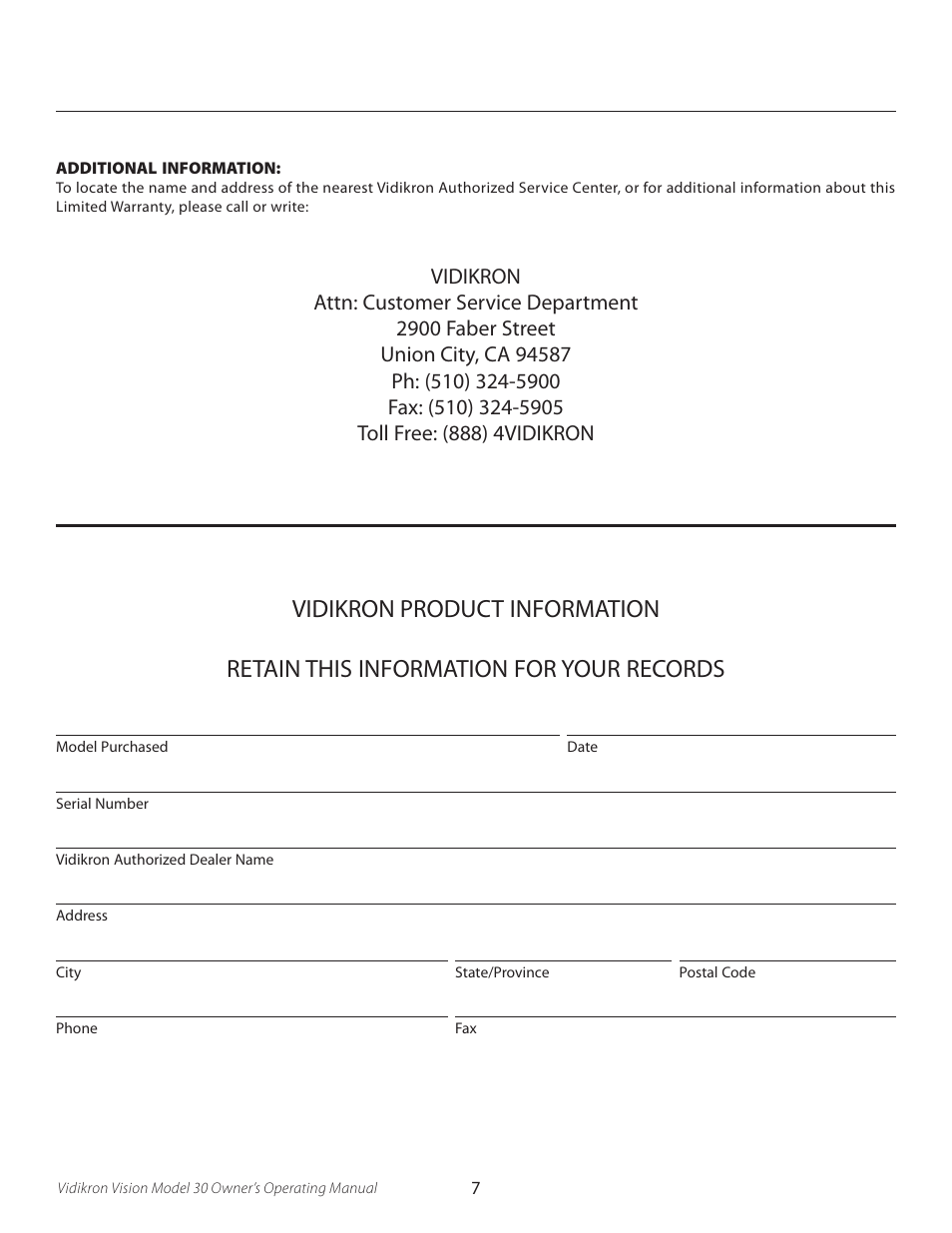 Vidikron Vision 30 User Manual | Page 7 / 58