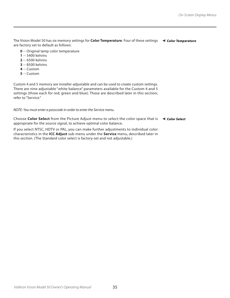 Vidikron VERSION 50 User Manual | Page 35 / 58