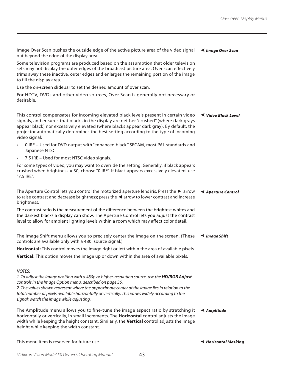 Vidikron VERSION 50 User Manual | Page 43 / 58
