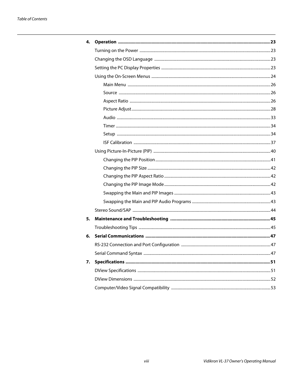Vidikron VL-37 User Manual | Page 8 / 66