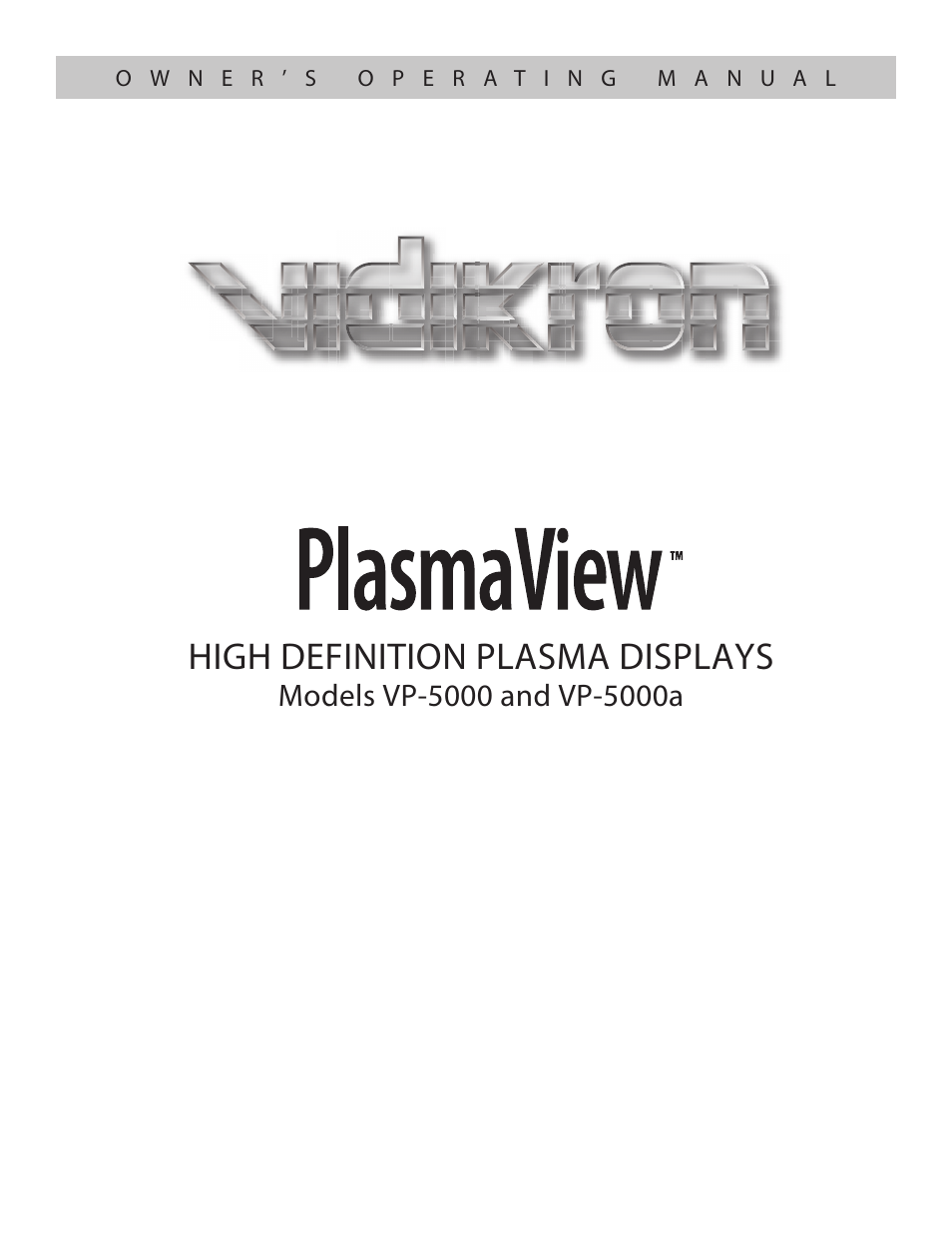 Vidikron VP-5000 User Manual | 70 pages