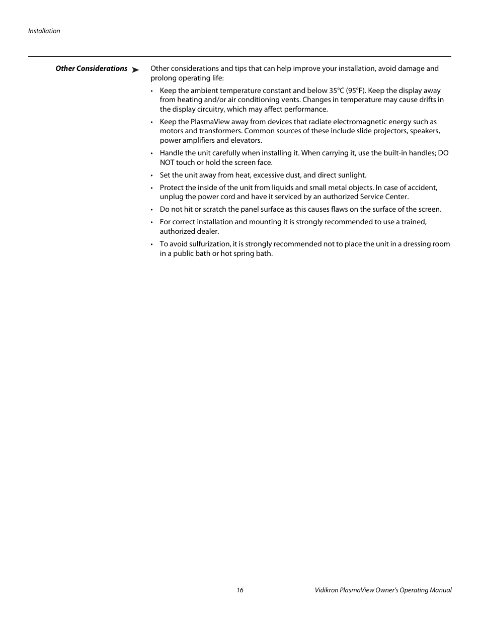 Other considerations, Pre l iminar y | Vidikron VP-5000 User Manual | Page 26 / 70