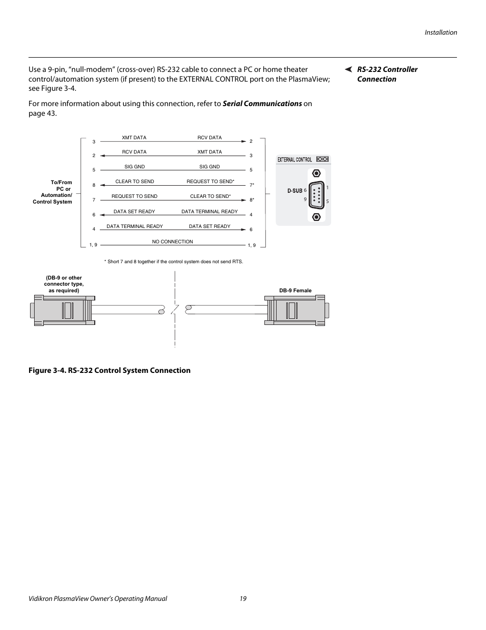 Rs-232 controller connection, Figure 3-4 . rs-232 control system connection, 4. rs-232 control system connection | Pre l iminar y | Vidikron VP-5000 User Manual | Page 29 / 70