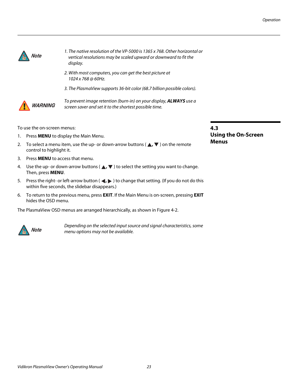3 using the on-screen menus, Using the on-screen menus, Pre l iminar y | Vidikron VP-5000 User Manual | Page 33 / 70