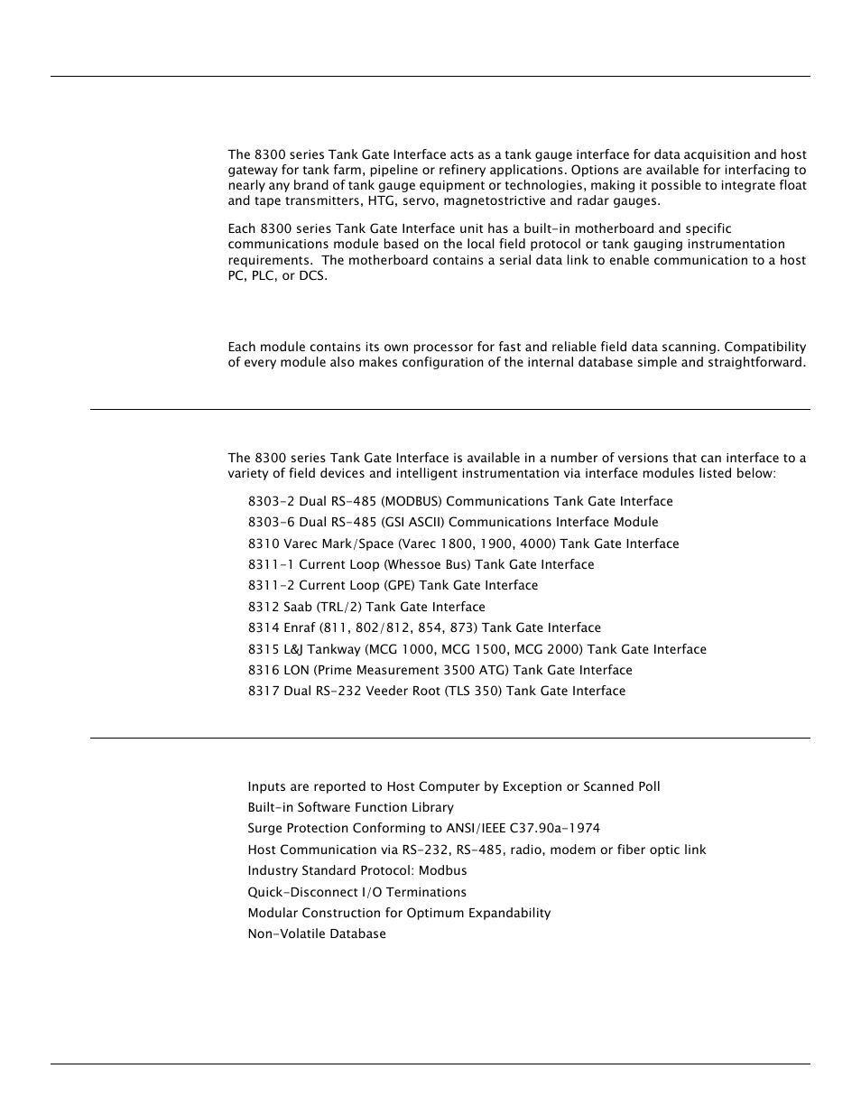 1 overview, 1 versions, 2 features | Overview | Varec TankGate Interface 8315 Series User Manual | Page 11 / 110