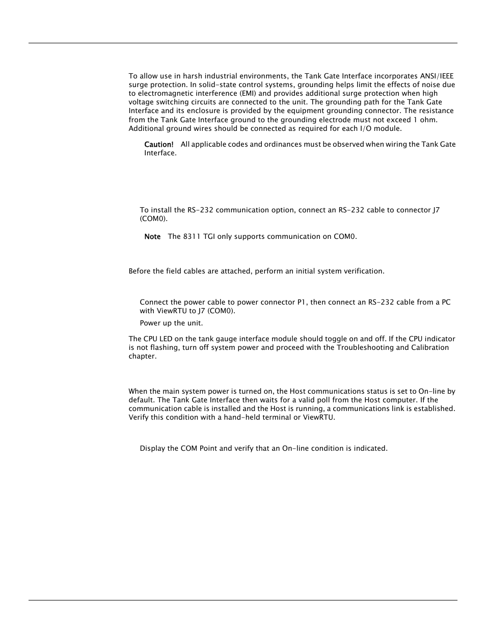 4 grounding, 5 installing communications | Varec TankGate Interface 8315 Series User Manual | Page 74 / 110
