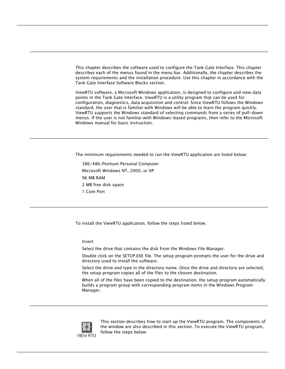7 using viewrtu, 1 overview, 2 system requirements | 3 installing viewrtu, 4 executing viewrtu, Using viewrtu | Varec TankGate Interface 8315 Series User Manual | Page 75 / 110