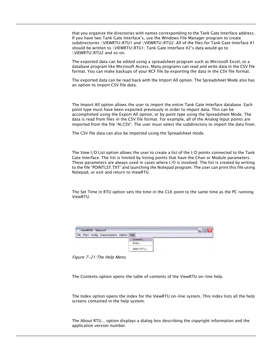 6 the help menu | Varec TankGate Interface 8315 Series User Manual | Page 86 / 110
