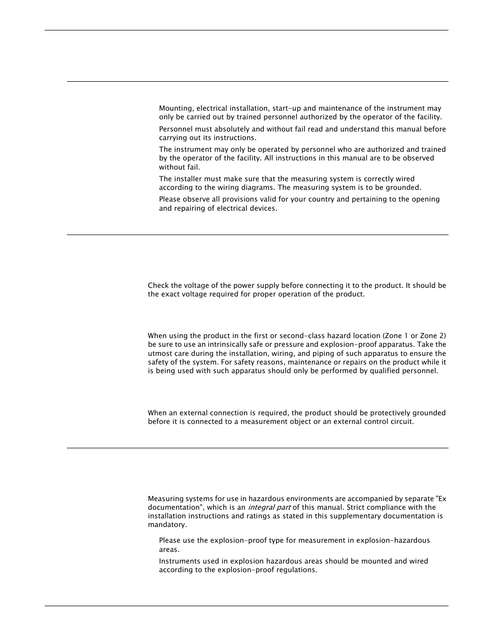 2 safety instructions, 1 installation, commissioning and operation, 2 product requirements | 1 power source, 2 use in hazardous areas, 3 external connection, 3 operational safety, 1 hazardous area, Safety instructions, Installation, commissioning and operation | Varec 4532 User Manual | Page 13 / 70