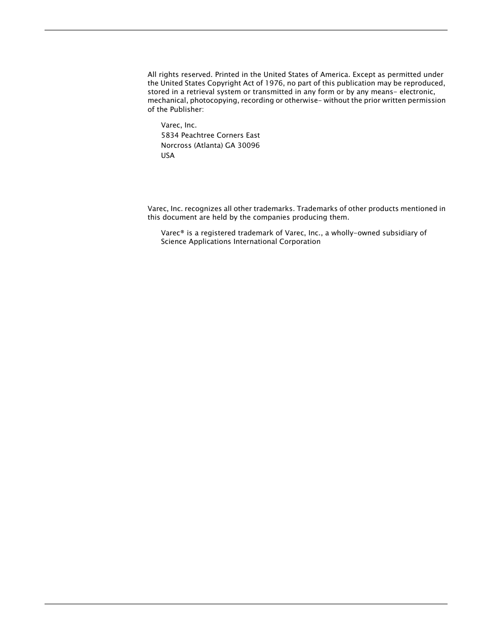 Copyright, Trademarks acknowledged | Varec 4532 User Manual | Page 3 / 70